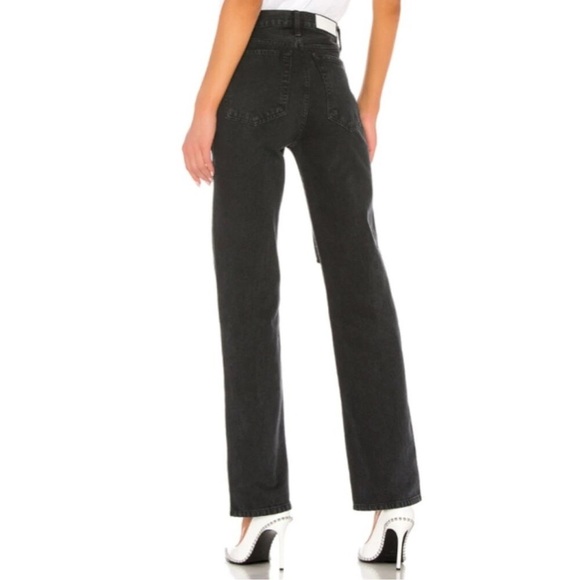 RE/DONE Jeans Womens Originals High Rise Loose Washed Black Rips Button Fly 27 - Picture 2 of 16